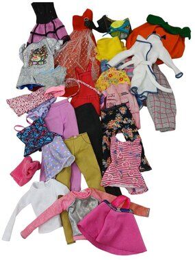 25+ Mixed Fashion Doll Clothes Lot Dresses Pants Shorts Tops Various Brands #D25